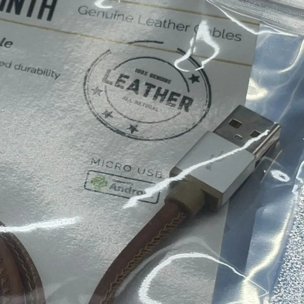 Genuine Leather Charging Cable - Brown - 3FT - NWT